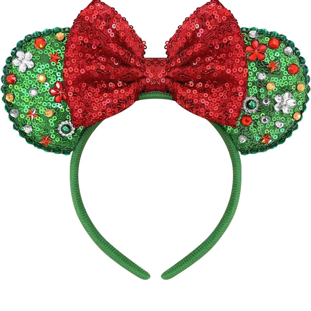 Christmas Sequin Minnie Mouse Ears Headband